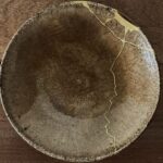 Aerial photo of a bowl that has been repaired with gold