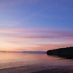 A sunset looking towards the ocean