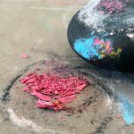 smooth rock and pastel pink chalk